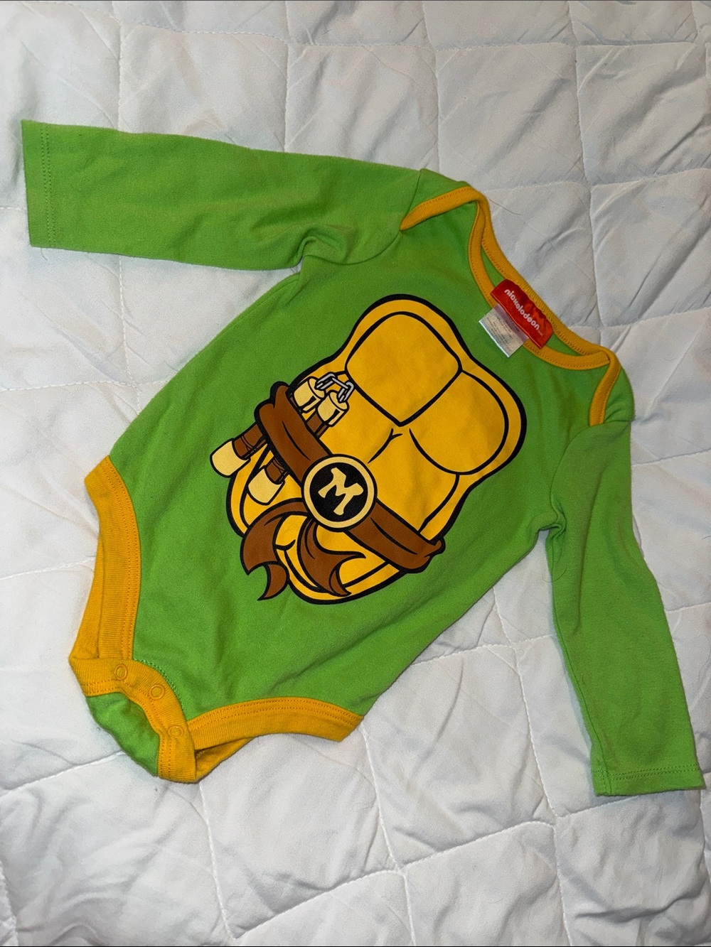 6/12m VTG Nickelodeon Green & Yellow Teenage Mutant Ninja Turtles Baby One-Piece